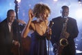 Jazz band on stage group portrait Royalty Free Stock Photo