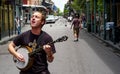 Jazz Banjo Player on Bourbon Street in New Orleans Royalty Free Stock Photo