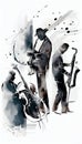 Jazz black and white collage by Generative AI Royalty Free Stock Photo