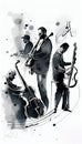 Jazz black and white collage by Generative AI Royalty Free Stock Photo