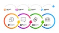 Jazz, Blog and Update time icons set. Portfolio sign. Saxophone, Chat message, Refresh clock. Business case. Vector