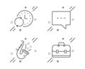 Jazz, Blog and Update time icons set. Portfolio sign. Saxophone, Chat message, Refresh clock. Business case. Vector