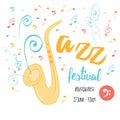 Jazz blues music festival, poster background template. Card.