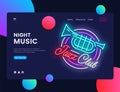 Jazz Club concept banner. Jazz Music Neon Sign, can use for web banner, infographics, website template. Jazz Party Royalty Free Stock Photo