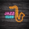 Jazz club neon logo Royalty Free Stock Photo