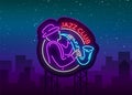 Jazz Club Neon Vector. Neon sign, Logo, Brilliant Banner, Bright Night Advertising for your projects on Jazz Music. Live Royalty Free Stock Photo