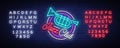 Jazz Club Neon Vector. Neon sign, Logo, Brilliant Banner, Bright Night Advertising for your projects on Jazz Music. Live Royalty Free Stock Photo