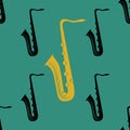 Jazz concept. Saxophone. Seamless pattern.