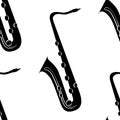 Jazz concept. Saxophone. Seamless pattern.