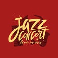 Jazz concert vector brush lettering inscription. Handwrittern typography print for card, banner Royalty Free Stock Photo