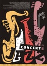 Jazz concert poster with abstract shapes of musical instruments Royalty Free Stock Photo