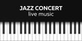 Jazz concert poster design. Live music concert. Piano keys. Vector illustration. Royalty Free Stock Photo