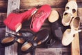 Jazz Dance shoes of different colors, image tinted Royalty Free Stock Photo