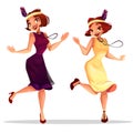 Jazz dancers women in cabaret vector illustration Royalty Free Stock Photo
