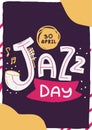 Jazz Day music poster, piano flyer background, blues festival, hipster flyer, grunge band