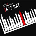 Jazz Day poster of piano as city buildings Royalty Free Stock Photo