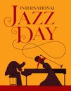 Jazz Day poster of singer and piano player