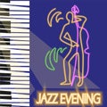 Jazz Double bass, contrabass player. Colorful abstract vector illustration for jazz poster.