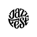 Jazz fest lettering circle white Vector Illustration Royalty Free Stock Photo