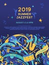 Jazz festival flat vector poster template Royalty Free Stock Photo