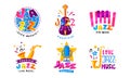 Jazz Festival or Live Concert Labels or Logos Vector Set Royalty Free Stock Photo