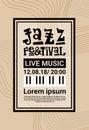 Jazz Festival Live Music Concert Poster Advertisement Retro Banner Royalty Free Stock Photo