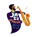 Jazz festival. Live music, jive, concert concept. Vector illustration Royalty Free Stock Photo