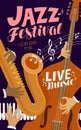 Jazz festival placard. Live music, jive, concert concept. Vector illustration