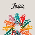 Jazz festival cello band player men doodle poster