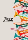 Jazz festival trumpet instrument doodle poster Royalty Free Stock Photo