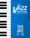 Jazz festival poster with a saxophone. Musical flyer design template