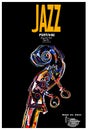 Jazz festival poster with scroll of double-bass