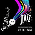 Jazz festival poster template. Jazz music. Saxophone. International Jazz Day. Vector design element Royalty Free Stock Photo