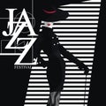 Jazz festival. Retro a poster with the stylish girl.