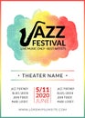 Jazz festival vector background poster. Flyer design music template. Musical festival event flyer Royalty Free Stock Photo