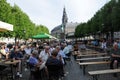 Jazz festival visitor at Hojbro Plads in Copenhagen Denmark