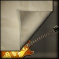 Jazz guitar with old paper background