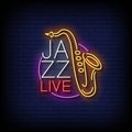 Jazz Live Neon Signs Style Text Vector Royalty Free Stock Photo