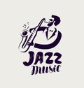 Jazz logo or label. Live music, musical festival symbol. Lettering vector illustration