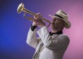 Jazz man playing the trumpet Royalty Free Stock Photo