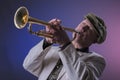 Jazz man playing the trumpet Royalty Free Stock Photo