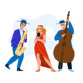 Jazz Music Band Performing Song Together Vector