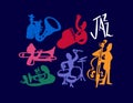Jazz music band player hand drawn doodle set Royalty Free Stock Photo