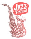 Jazz music concert, vector illustration. Saxophone for flyer, invitation, banner, cover, advertisement