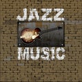 Jazz Music design old brick wall Royalty Free Stock Photo