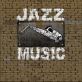 Jazz Music design old brick wall saxophone Royalty Free Stock Photo