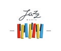 Jazz music emblem or logo vector flat style illustration isolated, grand piano logotype for recording label or studio or musical Royalty Free Stock Photo