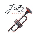 Jazz music emblem or logo vector flat style illustration isolated. Royalty Free Stock Photo