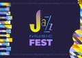 Jazz music fest flat color vector poster template Royalty Free Stock Photo