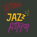 Jazz music festival banner poster illustration with treble clef and notes. Royalty Free Stock Photo